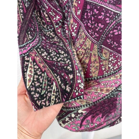 Talbots women's small 3/4 sleeve purple patterned 100% cashmere knit sweater top - Picture 4 of 8